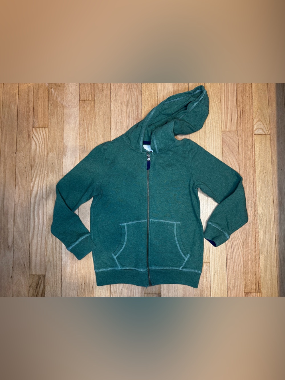 Mini Boden 9-10Y Green Zip Hoodie